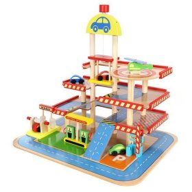 Parkoló garázs lifttel és autómosóval fából