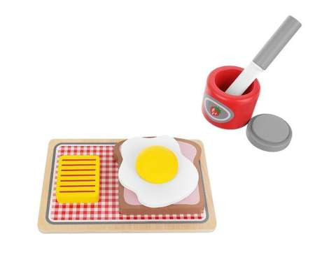 Reggeliző játékszett fából